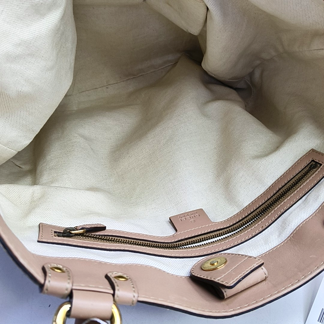 GUCCI Sukey Khaki Canvas Monogram Tote Bag Single Shoulder Bag Golden hardware-(SKU)-951940083