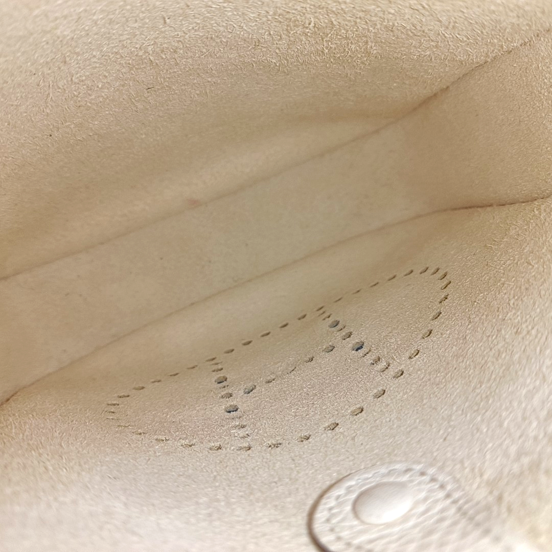 HERMÈS Evelyne Mini Cream Clemence Leather Cutout Evelyne Shoulder Bag Crossbody Bag with Silver Hardware and Z, Detachable Shoulder Strap-(SKU)-947690119