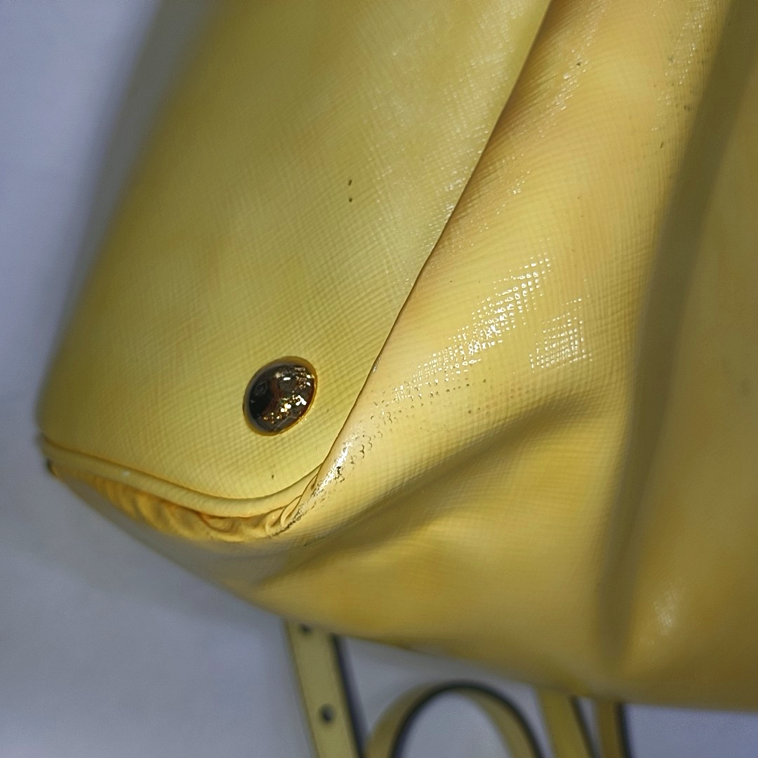 PRADA Double Yellow cowhide logo cross-grain shoulder bag Golden hardware Removable shoulder strap-(SKU)-945527362