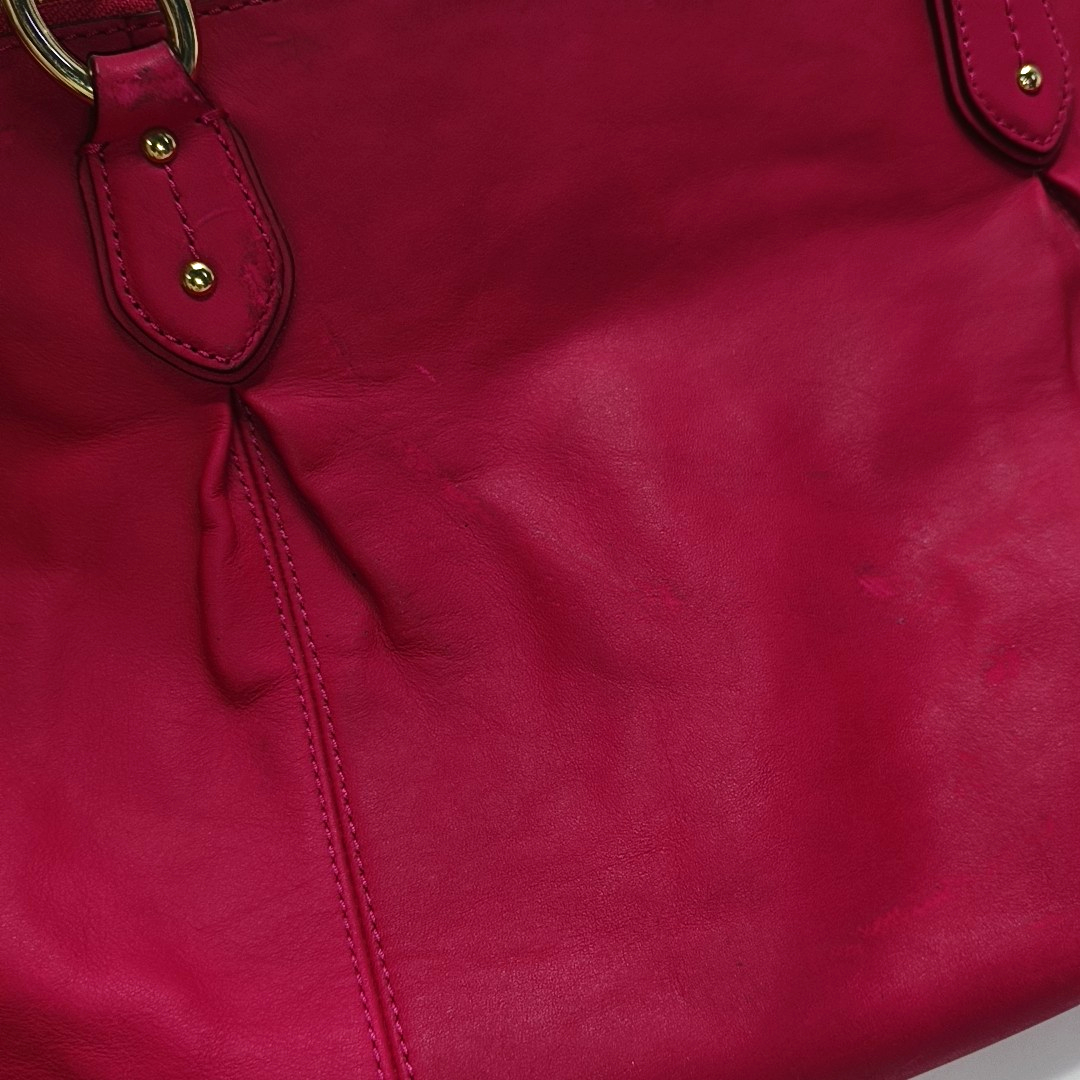 COACH Colette Fuchsia Leather Shoulder Tote Crossbody Bag Golden hardware Removable shoulder strap-(SKU)-931965984