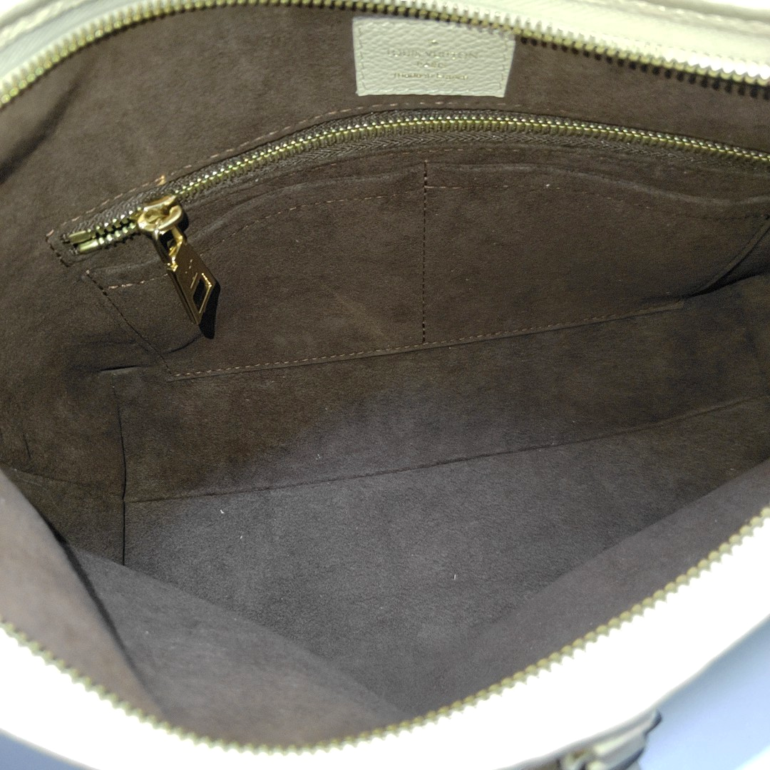 LOUIS VUITTON CARRYALL Small Beige Leather Monogram Damier Ebene Shoulder Bag Tote Bag Crossbody Golden Hardware Removable Shoulder Strap-(SKU)-965118869