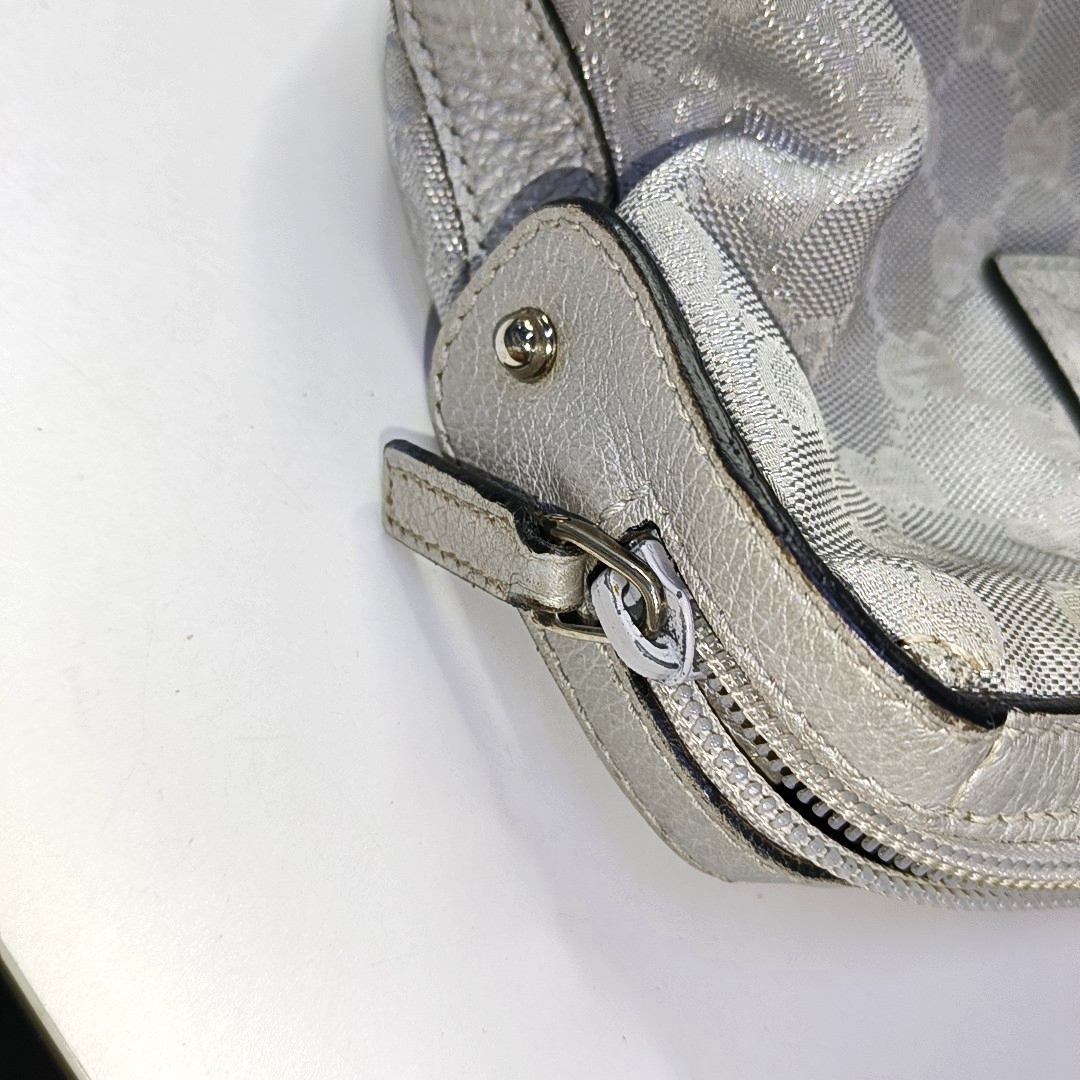 GUCCI Gray Canvas Monogram Handbag Silver Hardware-(SKU)-944904855