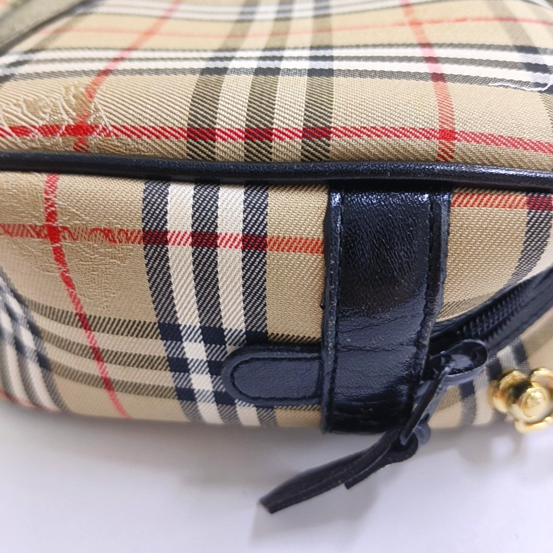 BURBERRY Khaki Fabric War Horse Plaid Pattern Handbag Black hardware-(SKU)-946106014