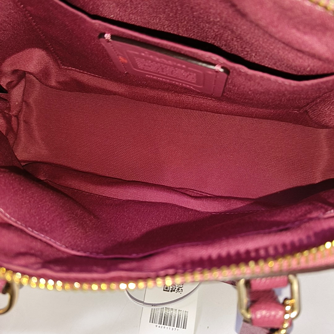 COACH SIERRA Medium size Rose Red Leather Single Shoulder Bag Crossbody Tote Golden hardware Removable shoulder strap-(SKU)-942911371