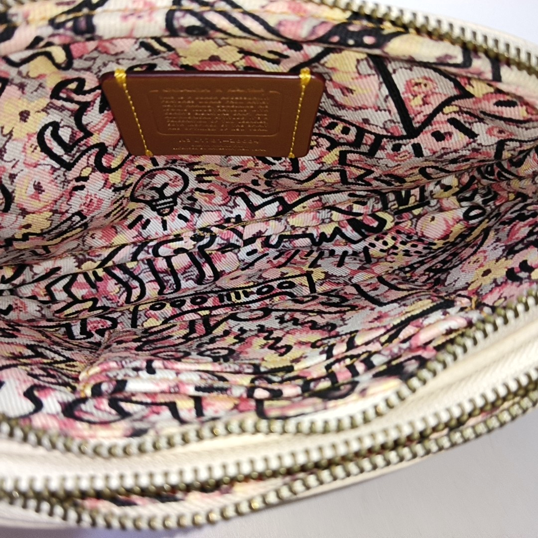 COACH SADIE White Leather Printed Single Shoulder Bag Crossbody Black hardware Removable shoulder strap-(SKU)-942923555