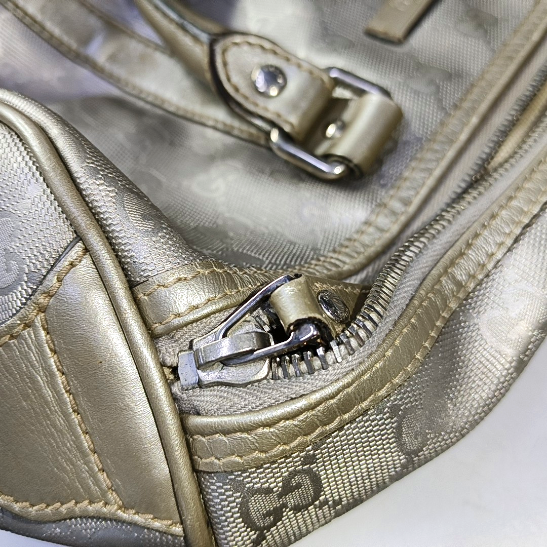 GUCCI Joy Medium size Silver Coated Canvas Monogram Handbag Golden hardware-(SKU)-950869201
