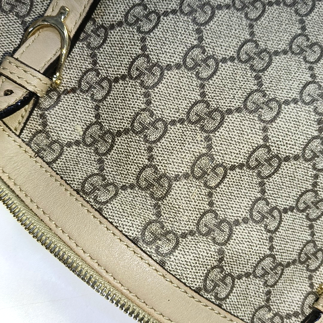 GUCCI GG Supreme Khaki Coated Canvas Monogrammed Single Shoulder Bag Tote Golden hardware Removable shoulder strap-(SKU)-944985050