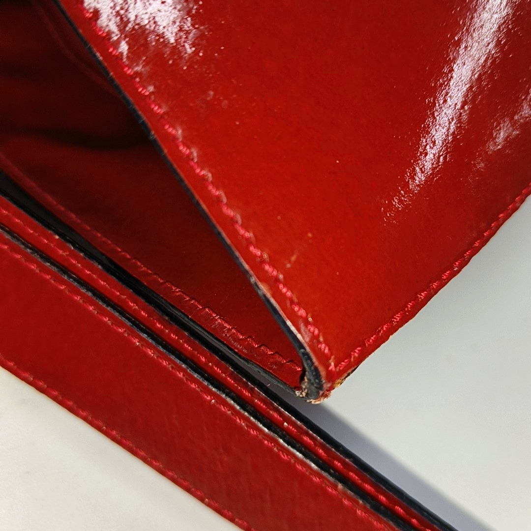 CELINE Bucket bag Red Cowhide Embossed Single Shoulder Bag Golden hardware Vintage model-(SKU)-12936054