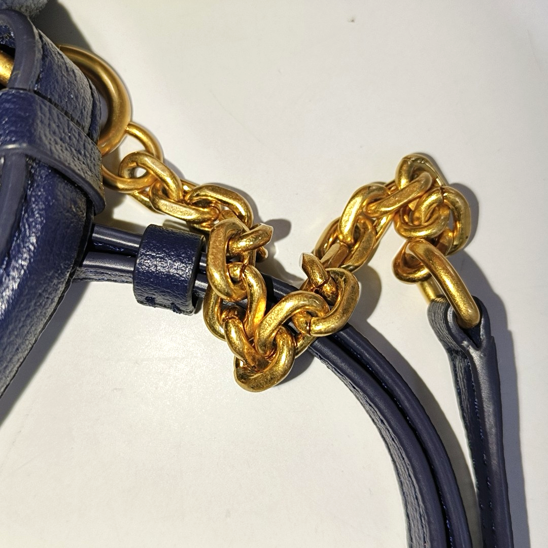 TORY BURCH Chelsea Dark Blue Cowhide Single Shoulder Bag Handbag Golden hardware Removable shoulder strap-(SKU)-942430091