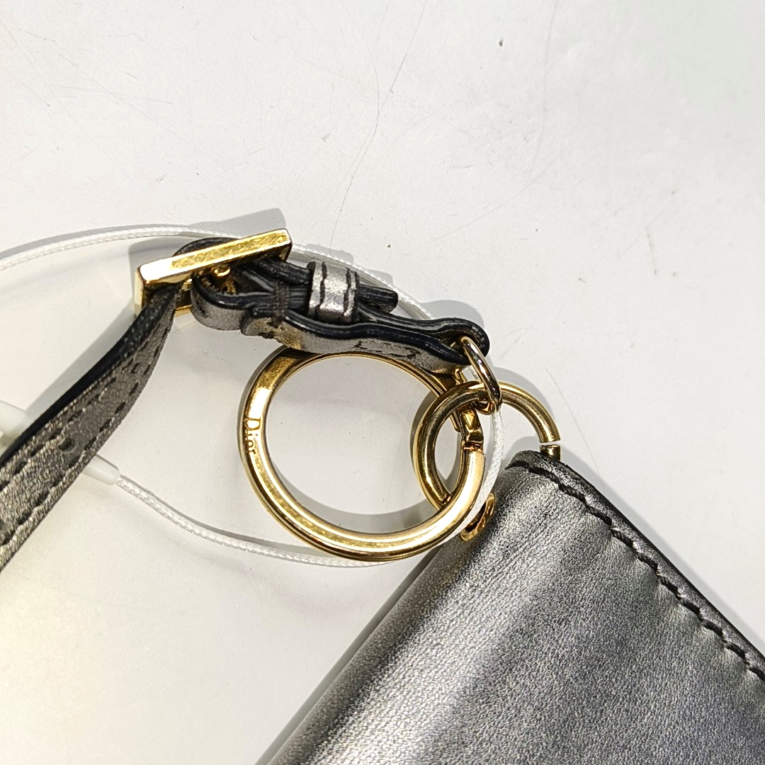 DIOR J'Adior Gray Cowhide Studs Card Case Golden hardware-(SKU)-956355272