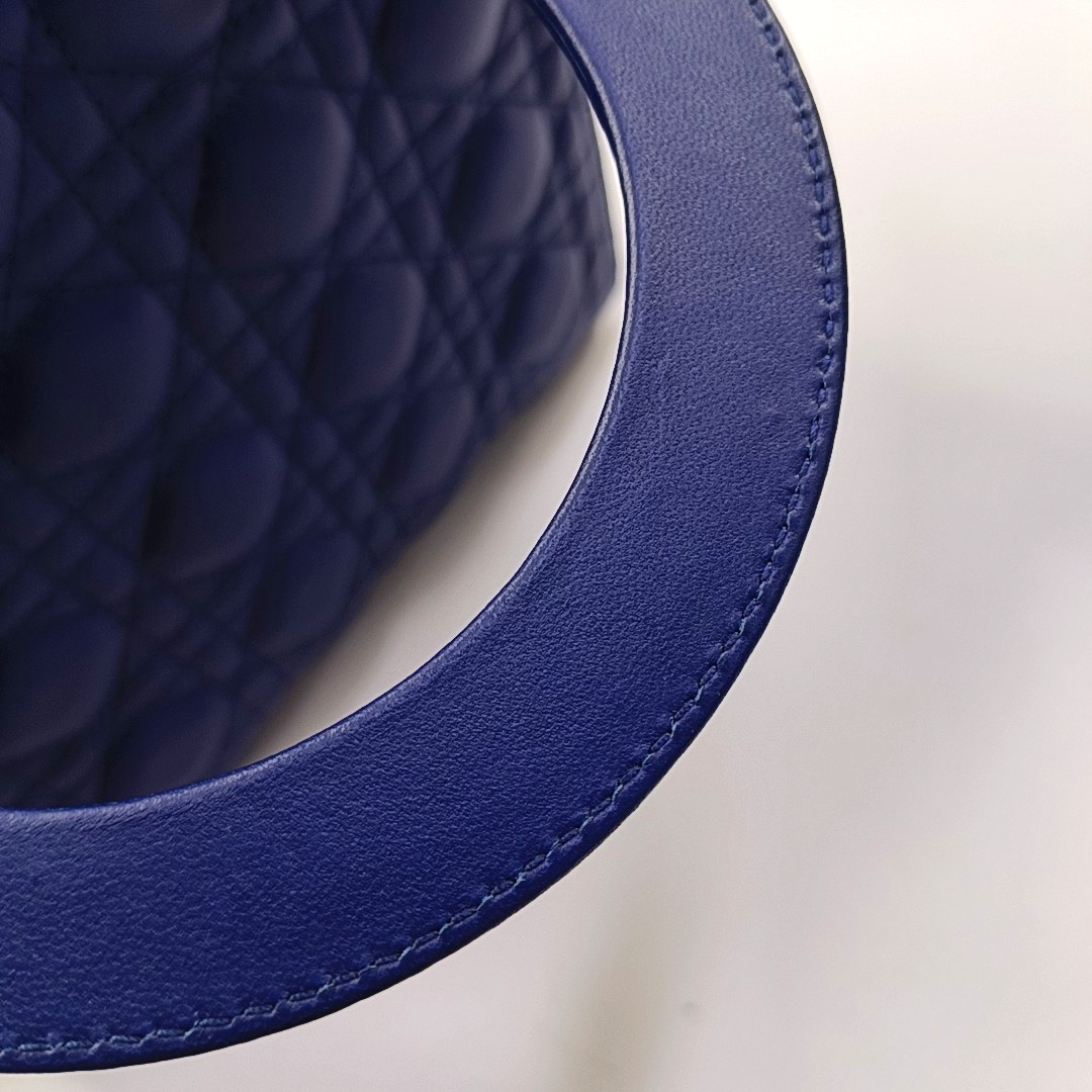 DIOR Lady Dior Medium Size Blue Lamb Skin Quilted Dior Bag Crossbody Shoulder Bag with Detachable Strap-(SKU)-958282075