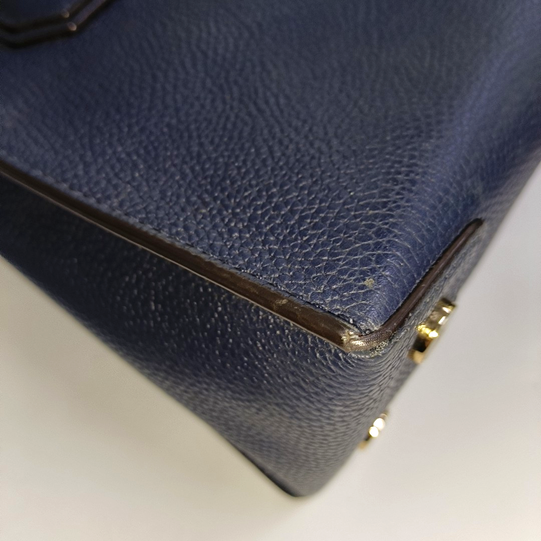 MICHAEL KORS Mercer Medium size Dark Blue Cowhide Embossed Single Shoulder Bag Handbag Crossbody Bag Golden hardware Removable shoulder strap-(SKU)-940019872