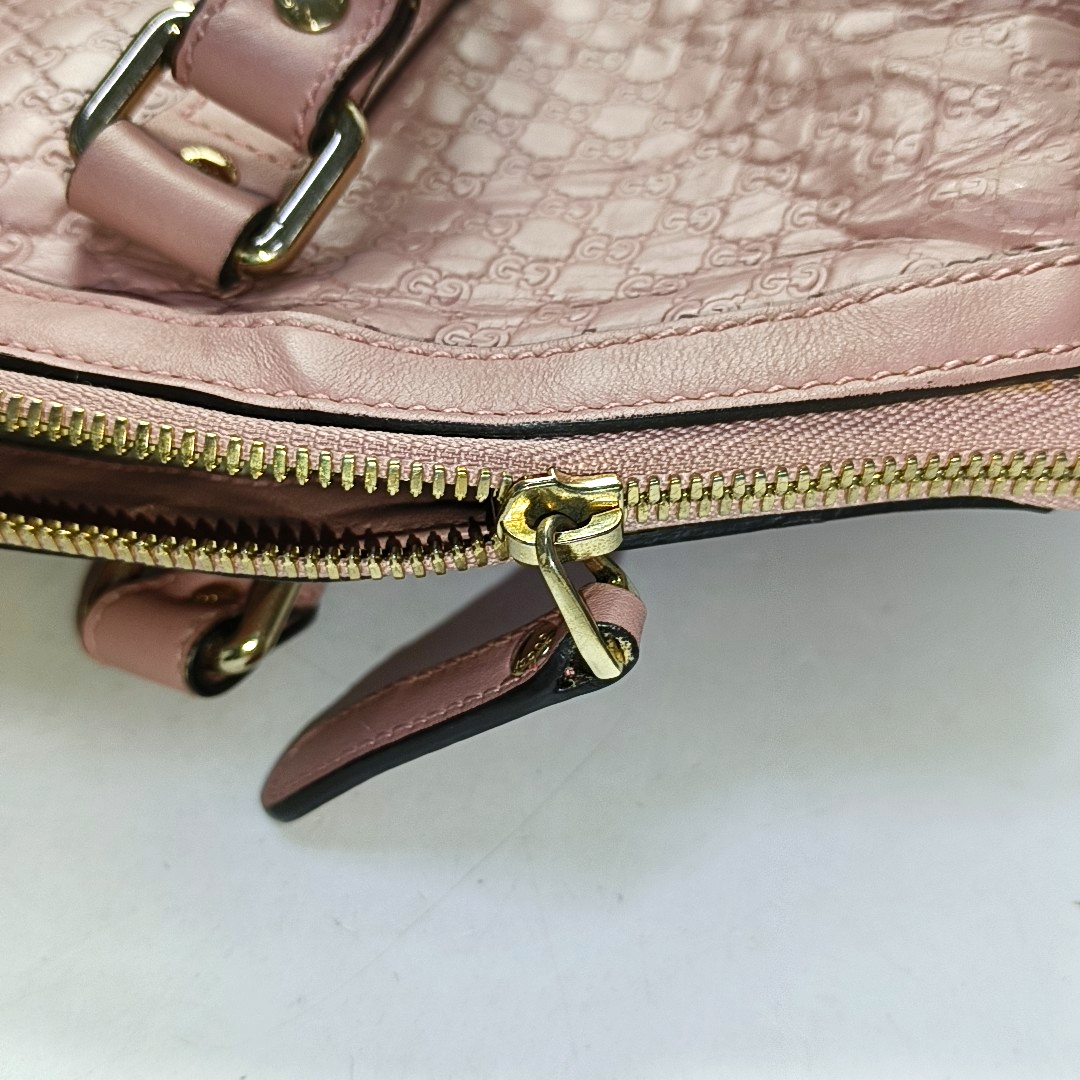 GUCCI Microguccissima Pink Calfskin Monogram Embossed Single Shoulder Tote Bag Crossbody Handbag Golden hardware-(SKU)-952396847