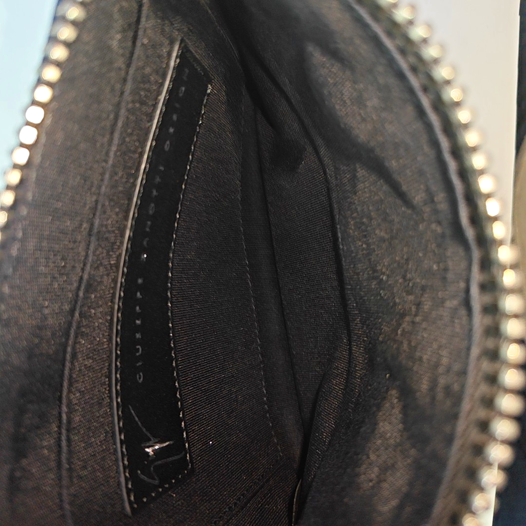 GIUSEPPE ZANOTTI Dark Blue Leather Clutch Silver Hardware-(SKU)-940352011