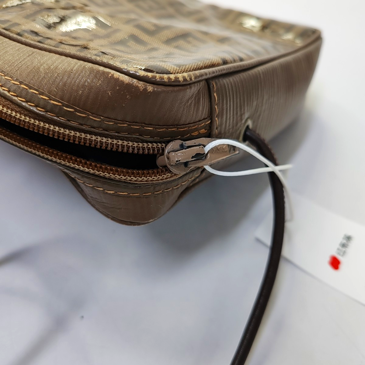 FENDI 棕色特殊材质双F斜挎包Shoulder Bag Brown Hardware-(SKU)-945609210