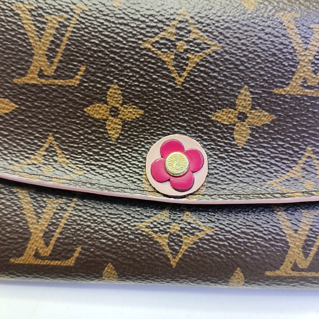LOUIS VUITTON EMILIE Brown coated canvas vintage wallet Golden hardware-(SKU)-942991994