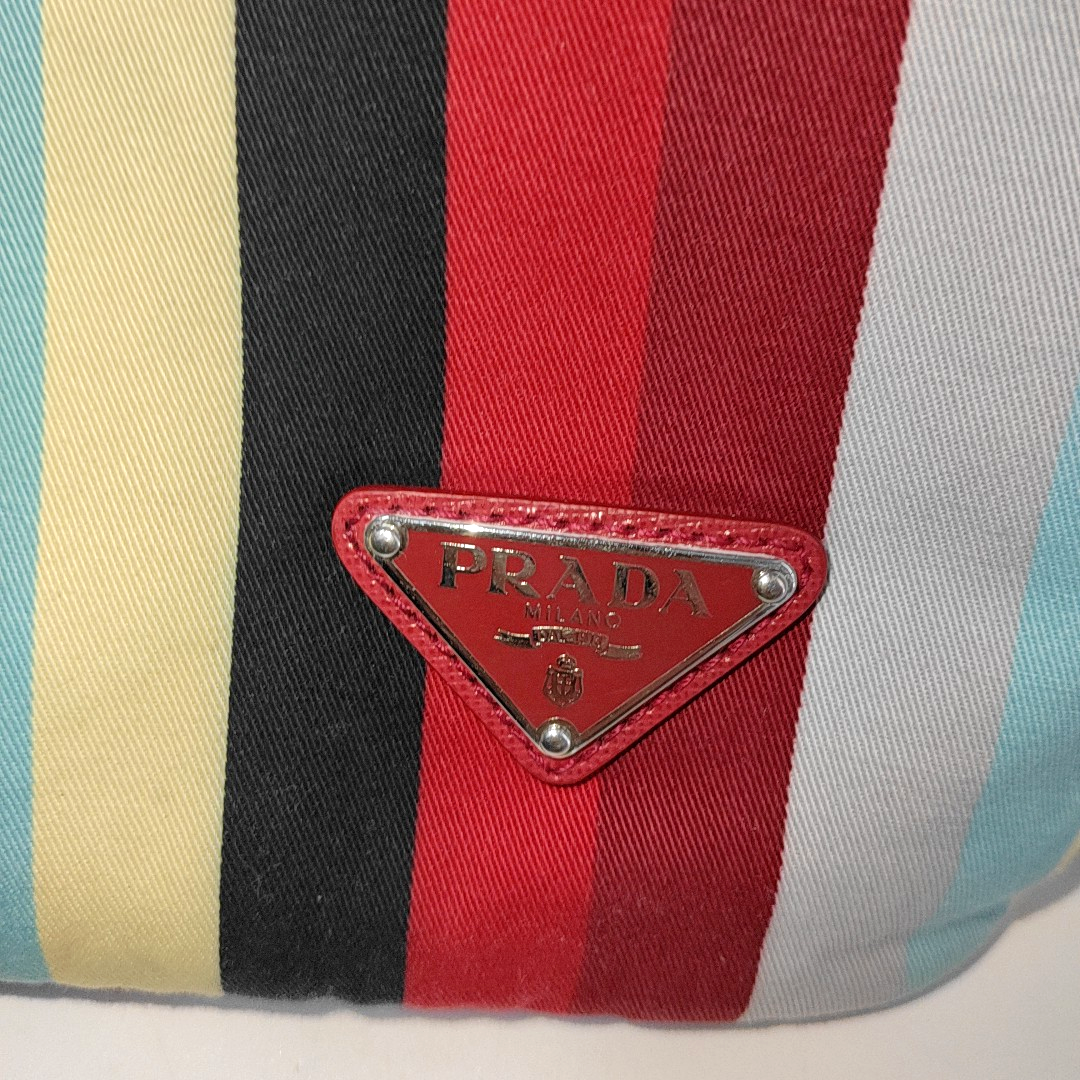 PRADA Tote bag Multicolor Fabric Single Shoulder Bag Handbag Crossbody Bag Silver Hardware Removable shoulder strap-(SKU)-938722685