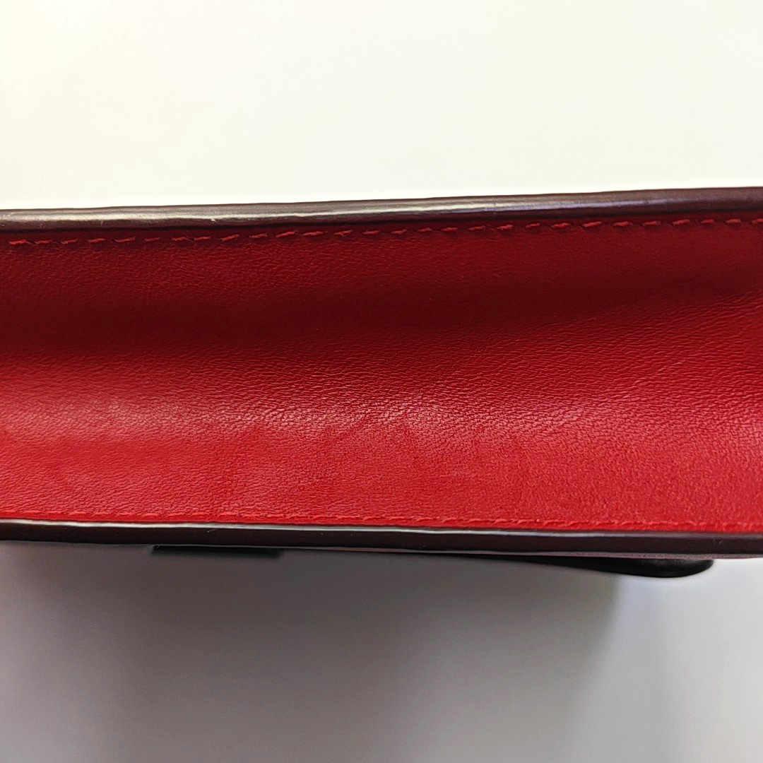 COACH Small size Red Leather Monogrammed Single Shoulder Bag Handbag Crossbody Black hardware shoulder straps-(SKU)-933513610