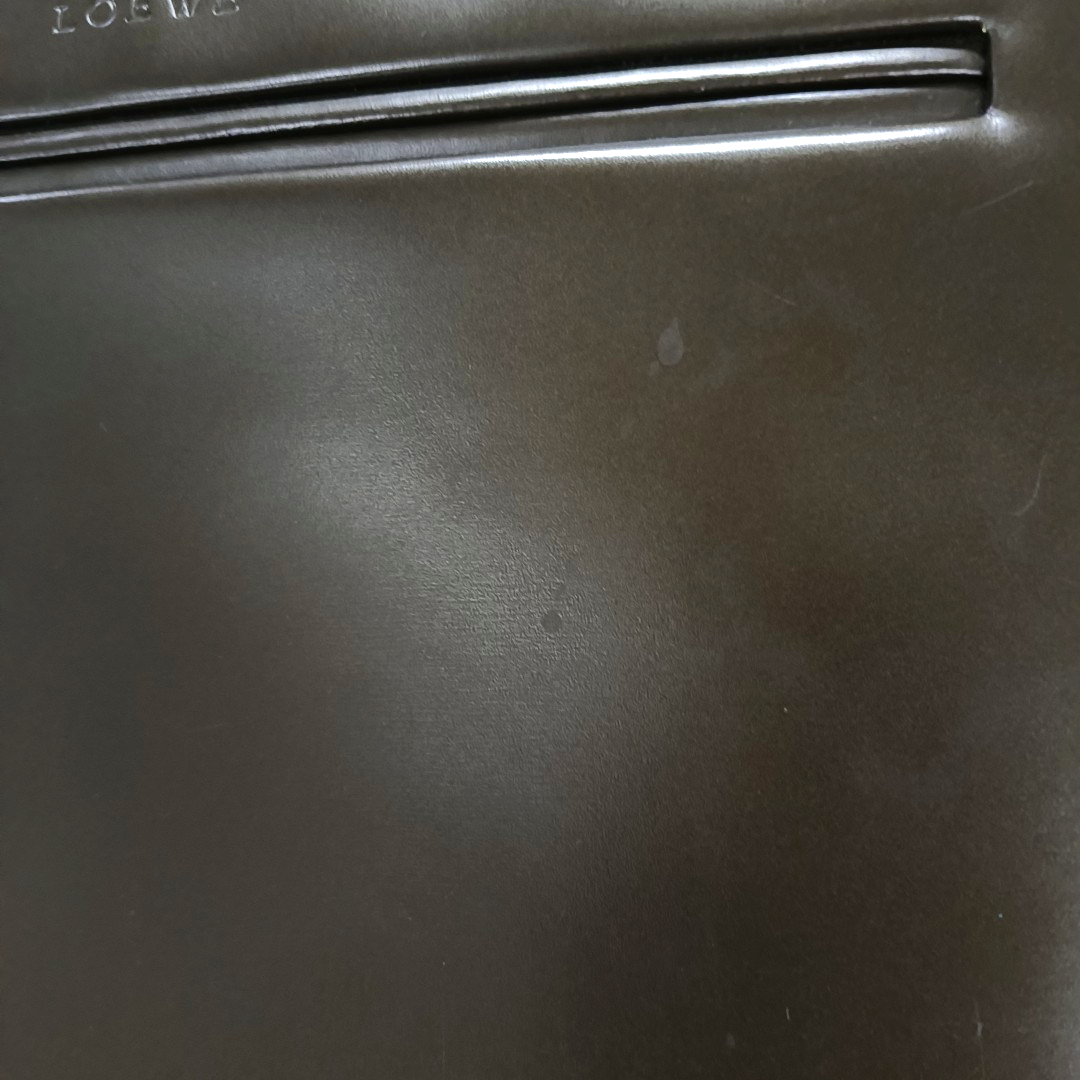 LOEWE T Pouch Dark Brown Leather Handbag Silver Hardware-(SKU)-13379220
