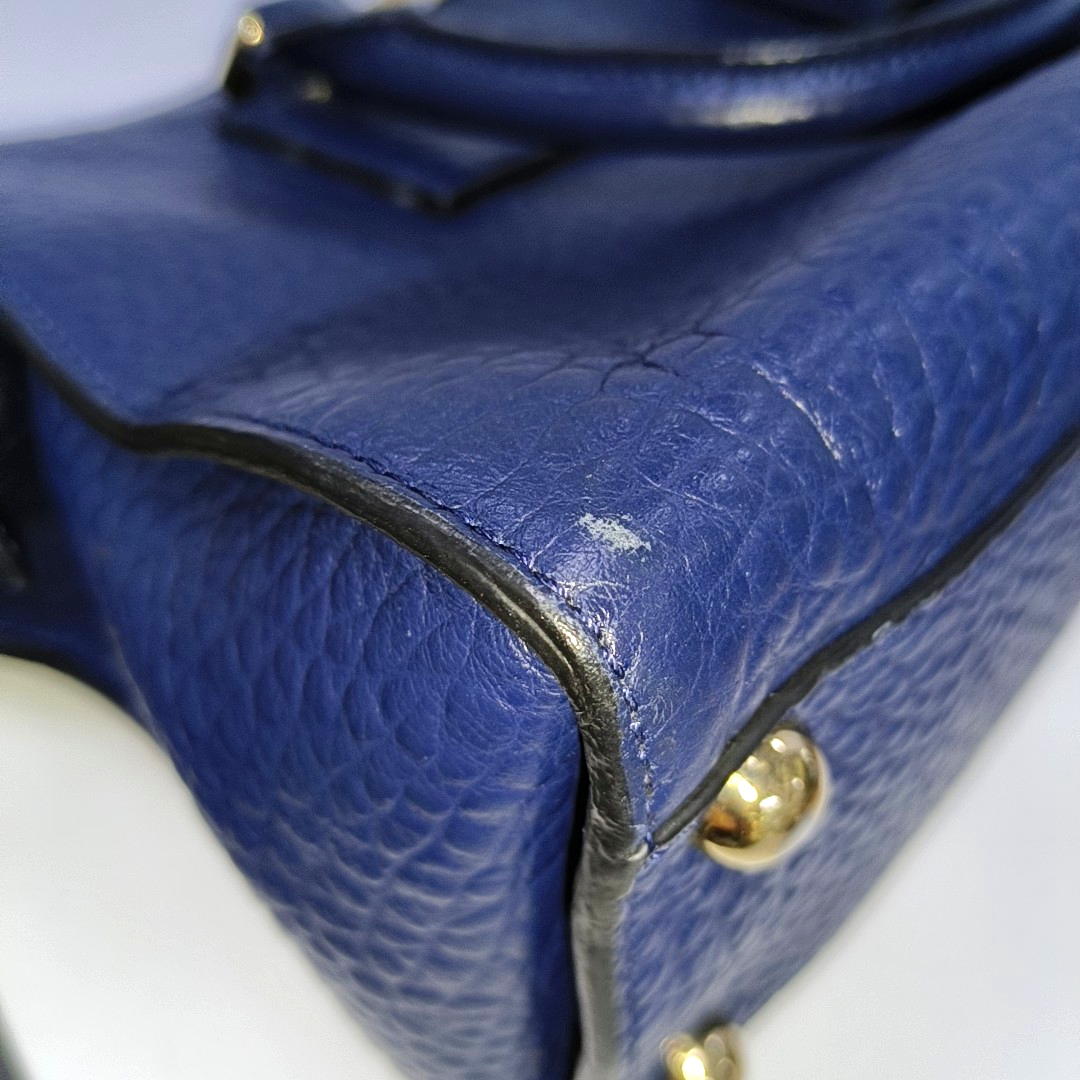 BURBERRY Gladstone Dark Blue Cowhide Single Shoulder Bag Handbag Golden hardware Removable shoulder strap-(SKU)-939605171