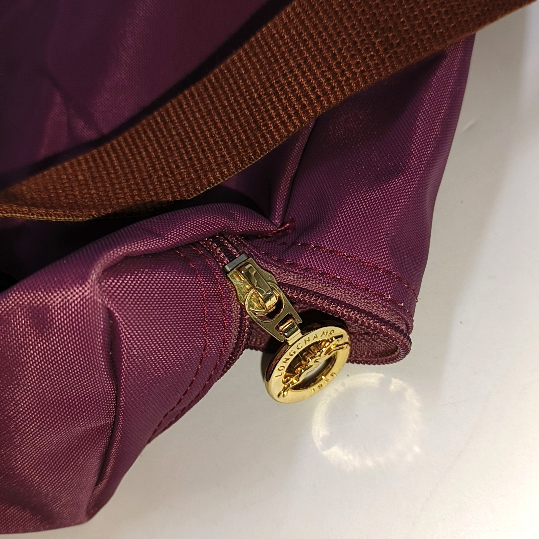 LONGCHAMP Le Pliage Medium size Plum Red Nylon Backpack Handbag Golden hardware-(SKU)-942661340