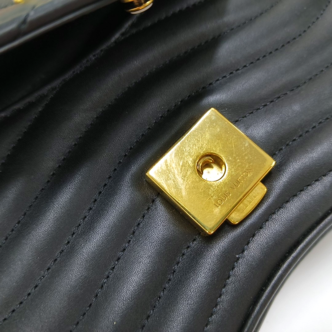 LOUIS VUITTON NEW WAVE Small Black Leather Quilted Shoulder Bag Tote Bag Crossbody Bag Gold Hardware Removable Strap-(SKU)-963958923