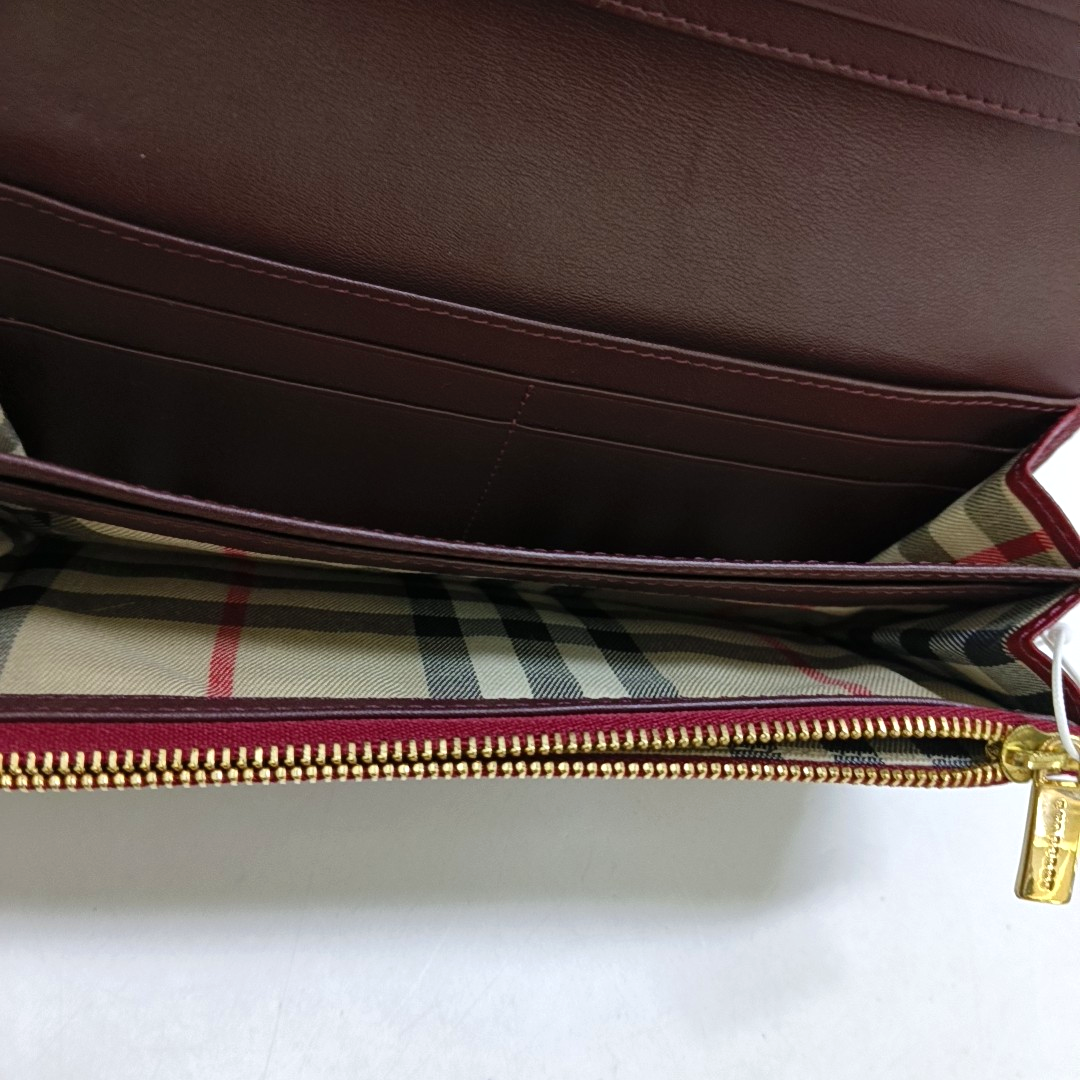 BURBERRY Red Leather Wallet Golden hardware-(SKU)-950780948