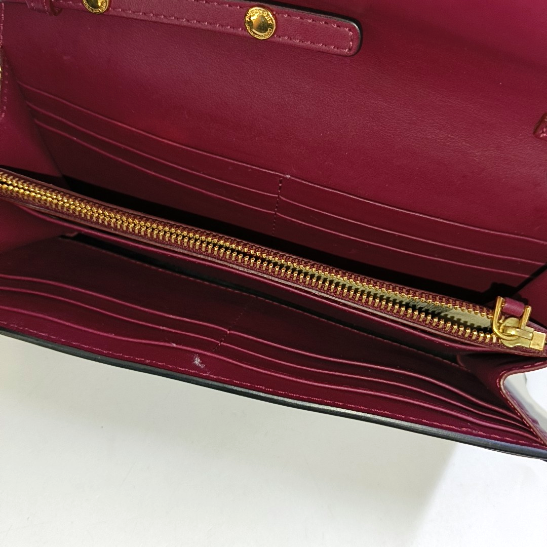 BURBERRY Henley Burgundy Cowhide Embossed Crossbody Shoulder Bag Golden hardware Removable shoulder strap-(SKU)-952775752