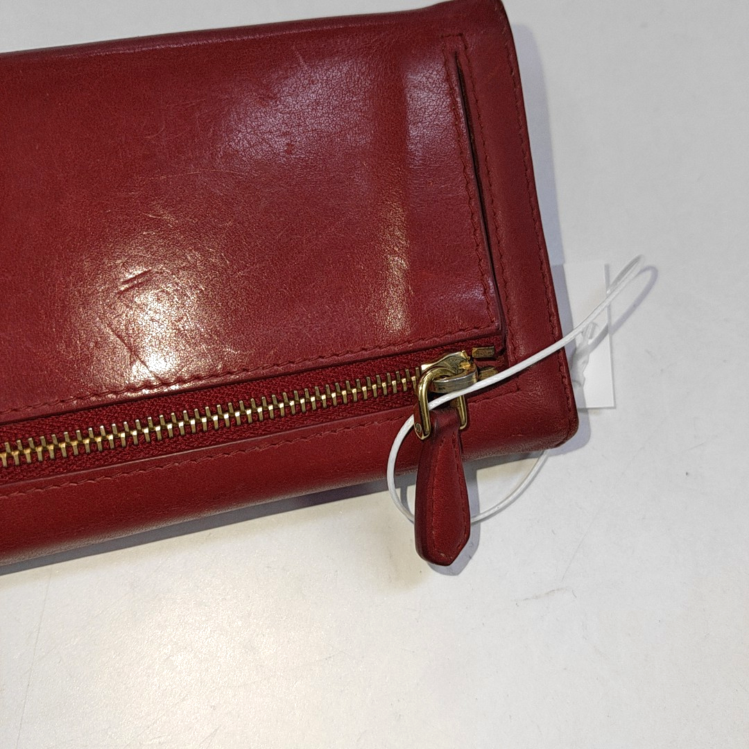 PRADA Red Cowhide Logo Wallet Golden hardware-(SKU)-942850390