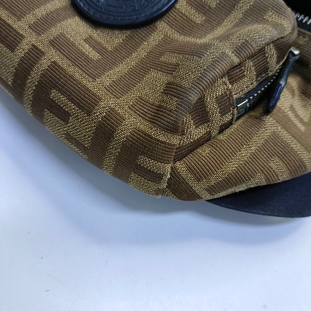 FENDI 棕色帆布双F腰包腰包/胸包 Silver Hardware-(SKU)-937615271