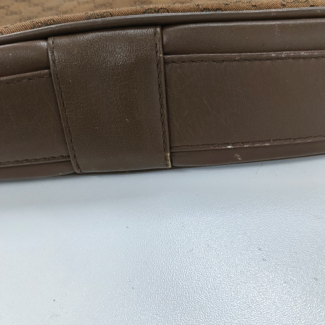 GUCCI GG Messenger Brown Canvas Monogram Shoulder Bag Golden hardware Vintage model-(SKU)-13122359