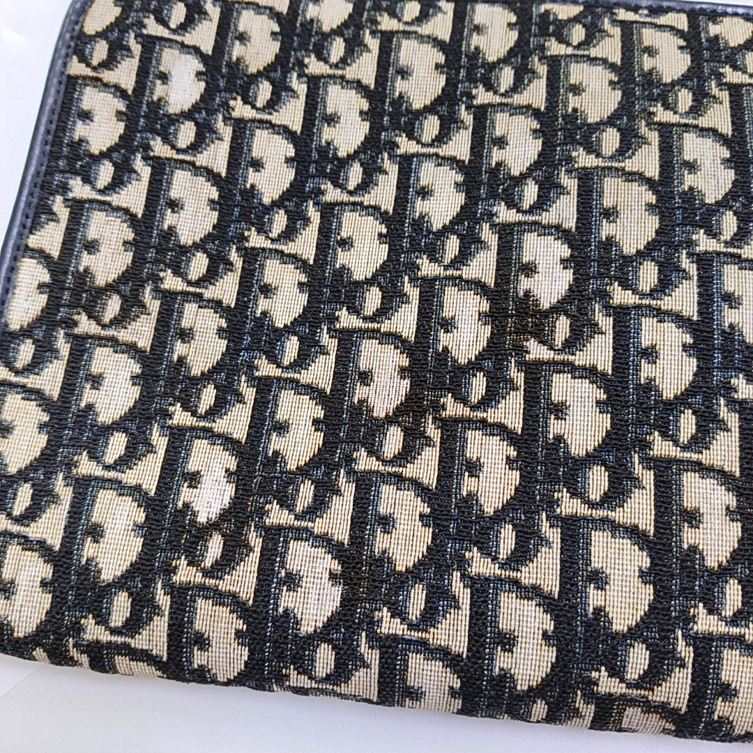DIOR Brown Canvas Monogrammed Clutch Golden hardware-(SKU)-956712038