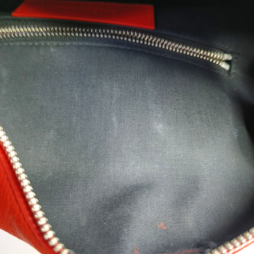 BALENCIAGA Tote bag Red Calf Leather Crossbody Shoulder Bag Tote Silver Hardware Removable shoulder strap-(SKU)-957128355