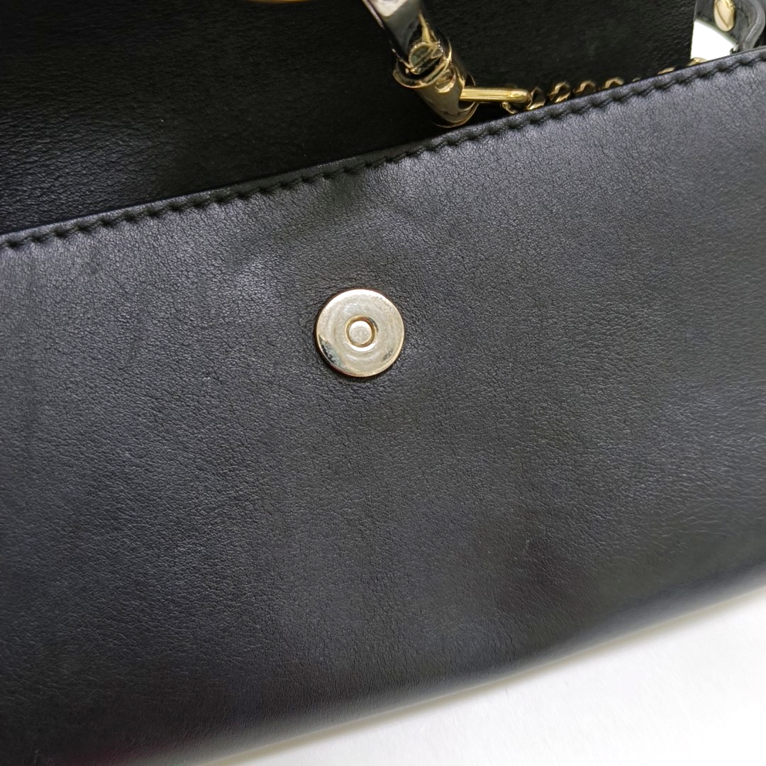 Chloé Faye Black Leather Single Shoulder Bag Golden Silver Hardware Removable shoulder strap-(SKU)-951803337