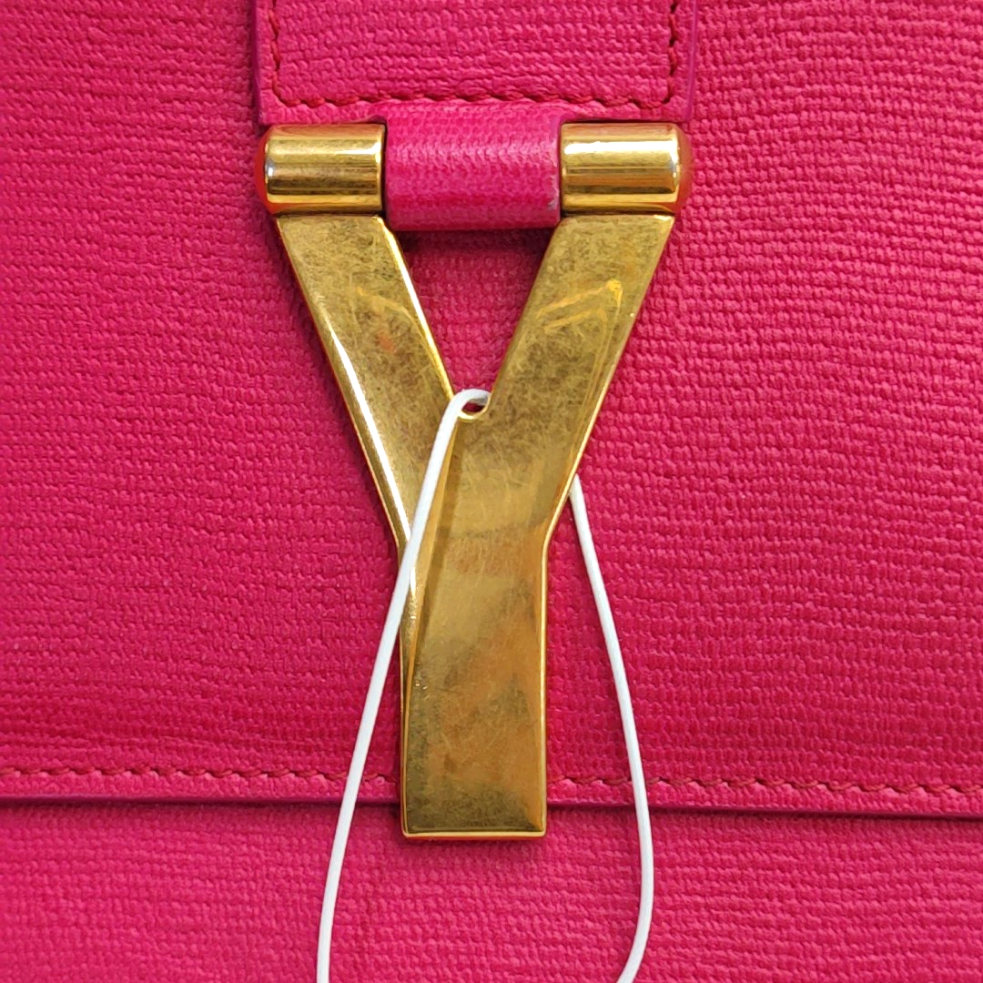 YSL CHYC Y LIGNE Fuchsia Leather Clutch Golden hardware-(SKU)-940540756