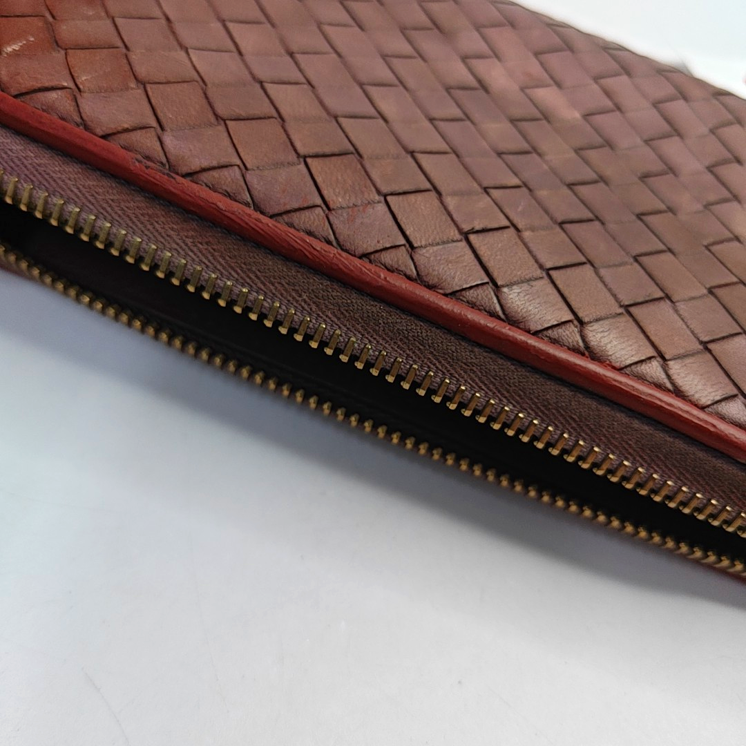 BOTTEGA VENETA Purple Cowhide Braided Wallet Golden hardware-(SKU)-948516731