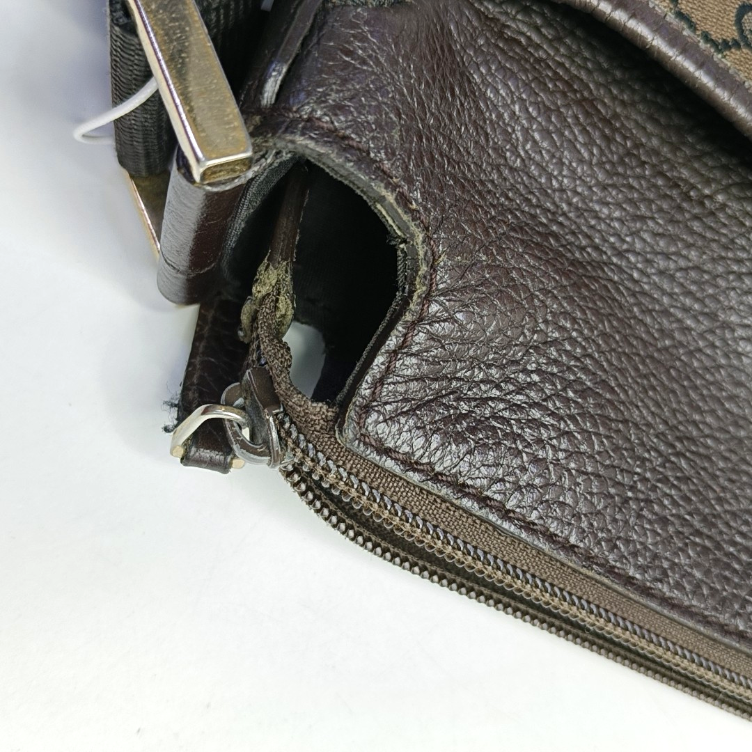 GUCCI Brown Canvas Monogrammed Crossbody Shoulder Bag Golden hardware-(SKU)-952860754