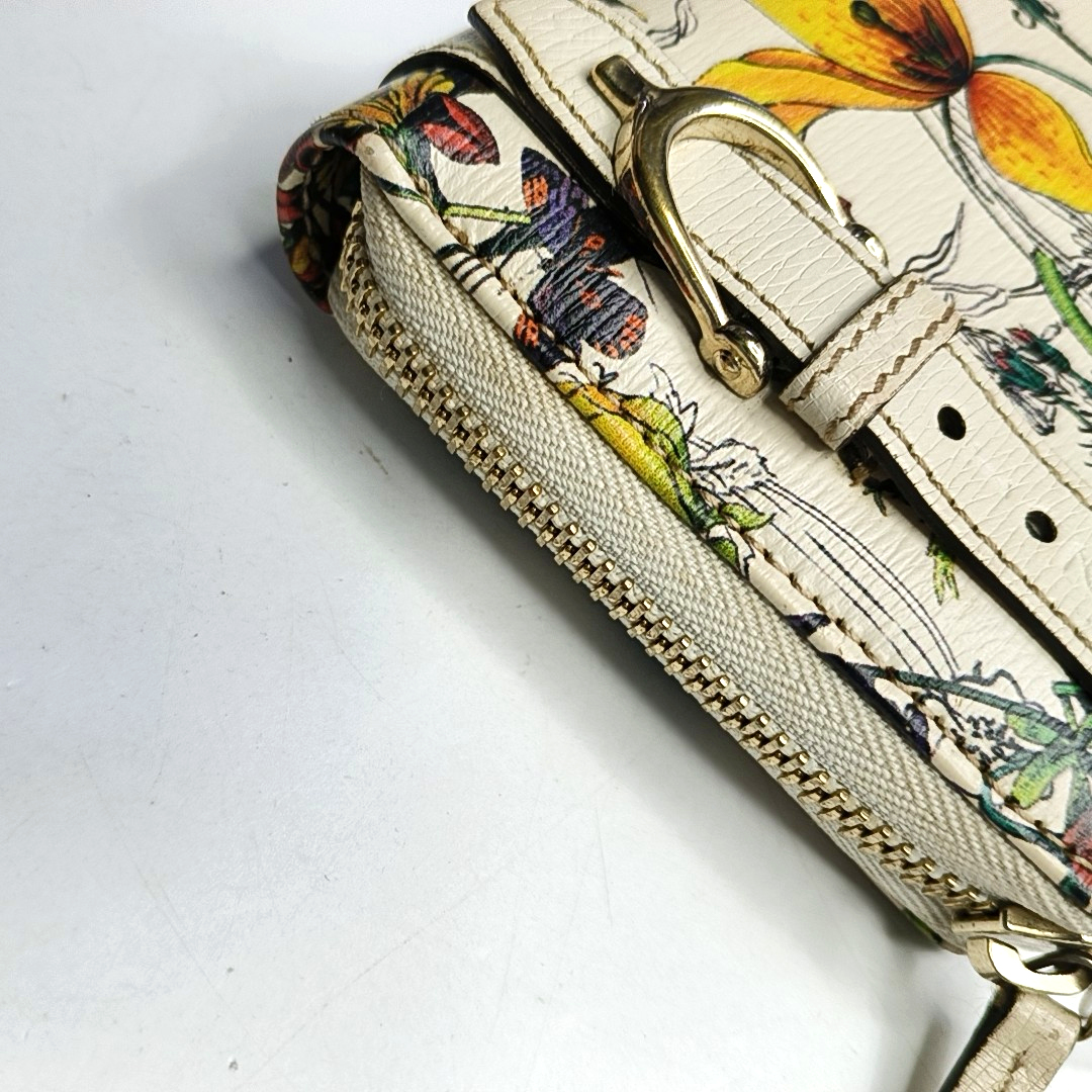 GUCCI Beige Cowhide Printed Wallet Golden hardware-(SKU)-955892936