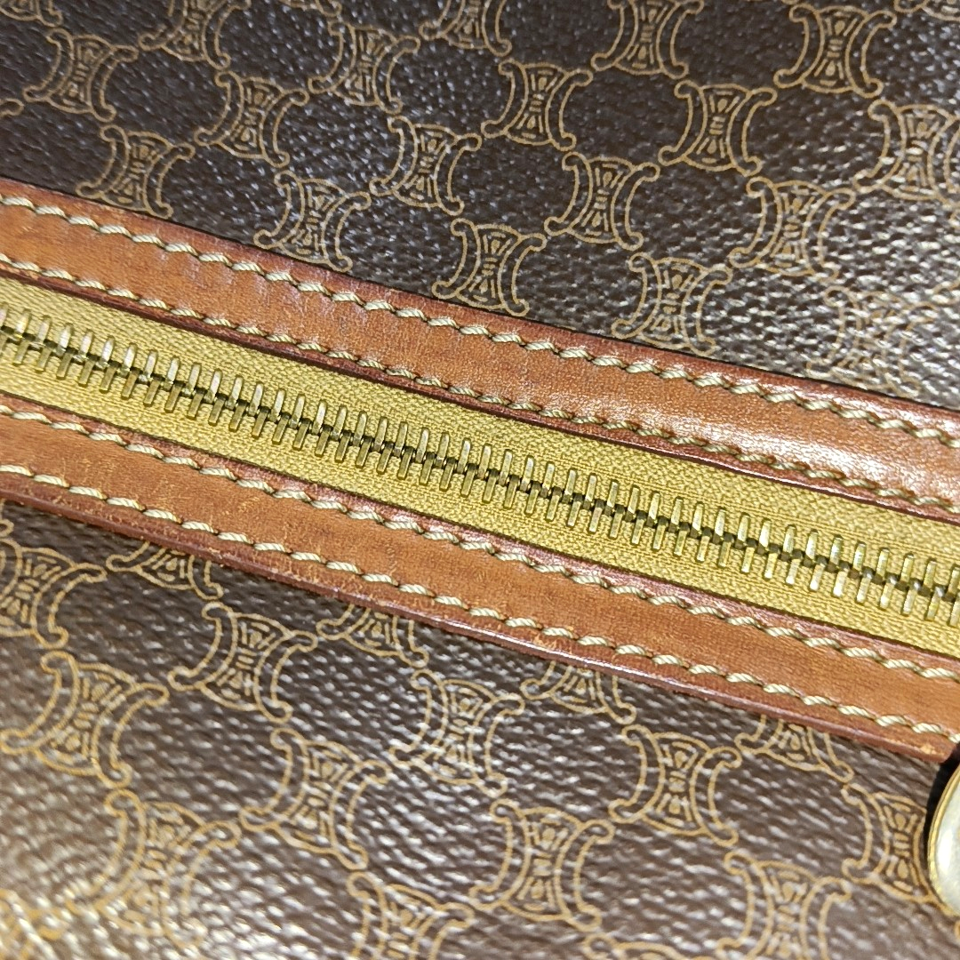 CELINE Brown Coated Canvas Triumph Gate Single Shoulder Crossbody Bag Golden hardware-(SKU)-14339227