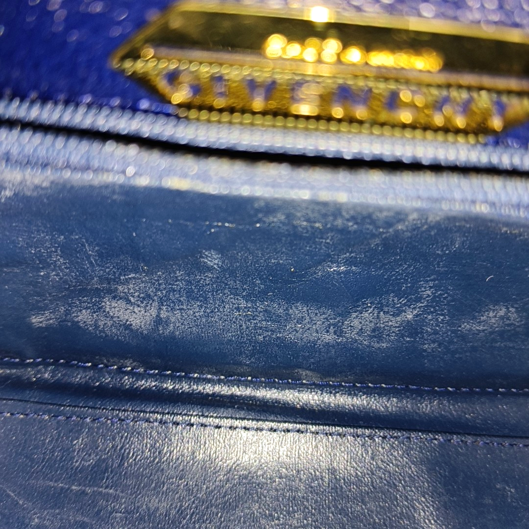 GIVENCHY Box Bag Dark Blue Leather Handbag Golden hardware-(SKU)-12936478