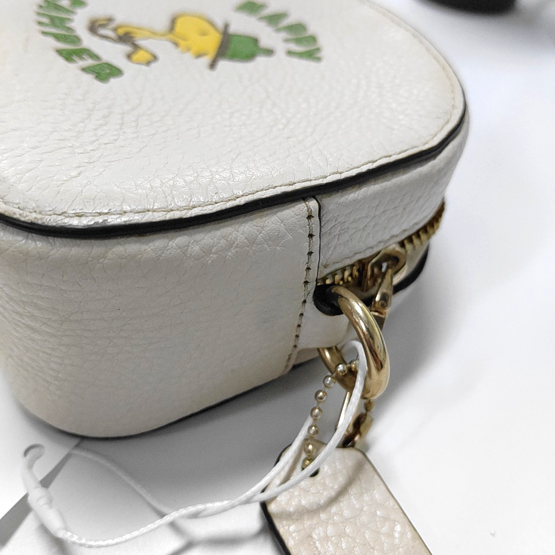 COACH White Leather Printed Single Shoulder Bag Crossbody Golden hardware Removable shoulder strap-(SKU)-933824945