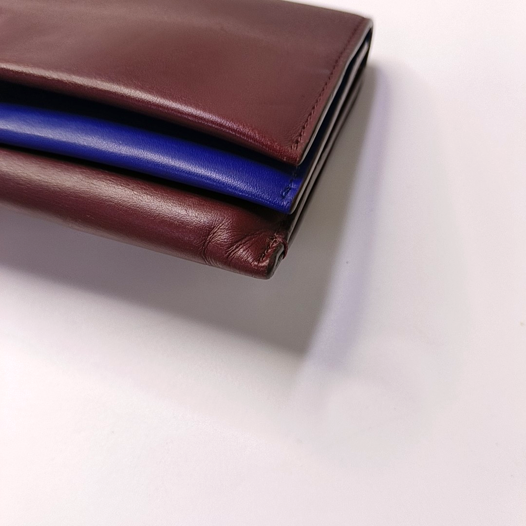 CELINE Burgundy Calfskin Leather Wallet Golden hardware-(SKU)-959515979