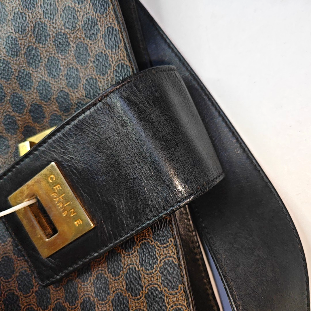 CELINE Tote bag Dark brown coated canvas Arc de Triomphe shoulder bag/handbag Golden hardware-(SKU)-935906004