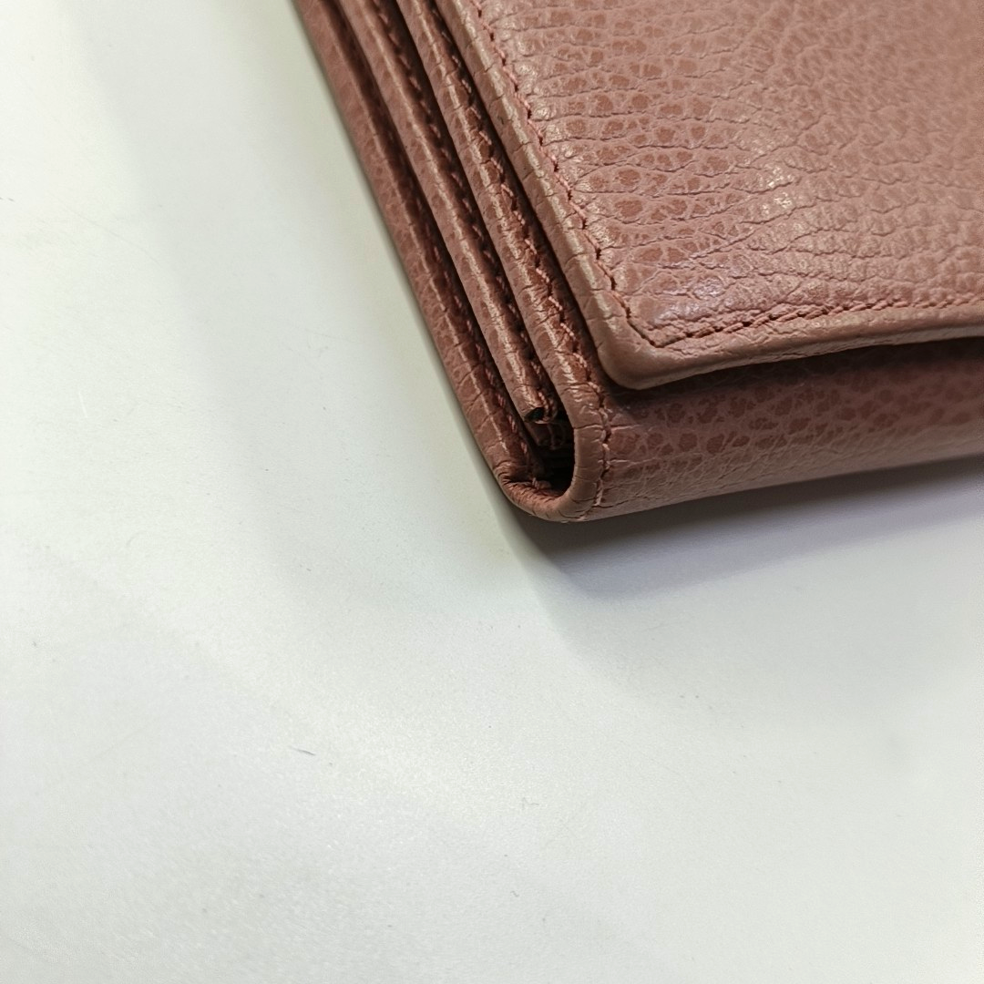 GUCCI Swing Pink Cowhide Wallet Golden hardware-(SKU)-958526123