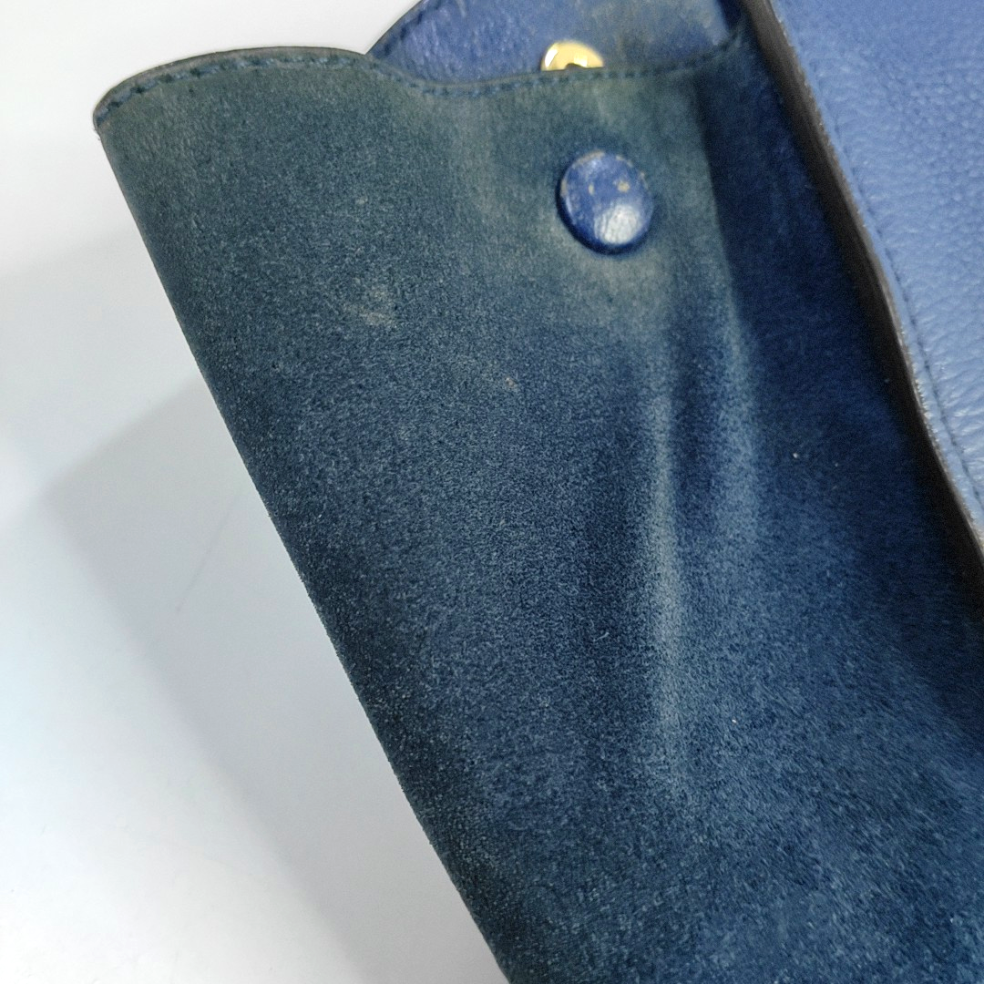 CELINE TRAPEZE Medium size Dark Blue Cowhide Swing Bag Single Shoulder Bag Handbag Golden hardware Removable shoulder strap-(SKU)-955832797