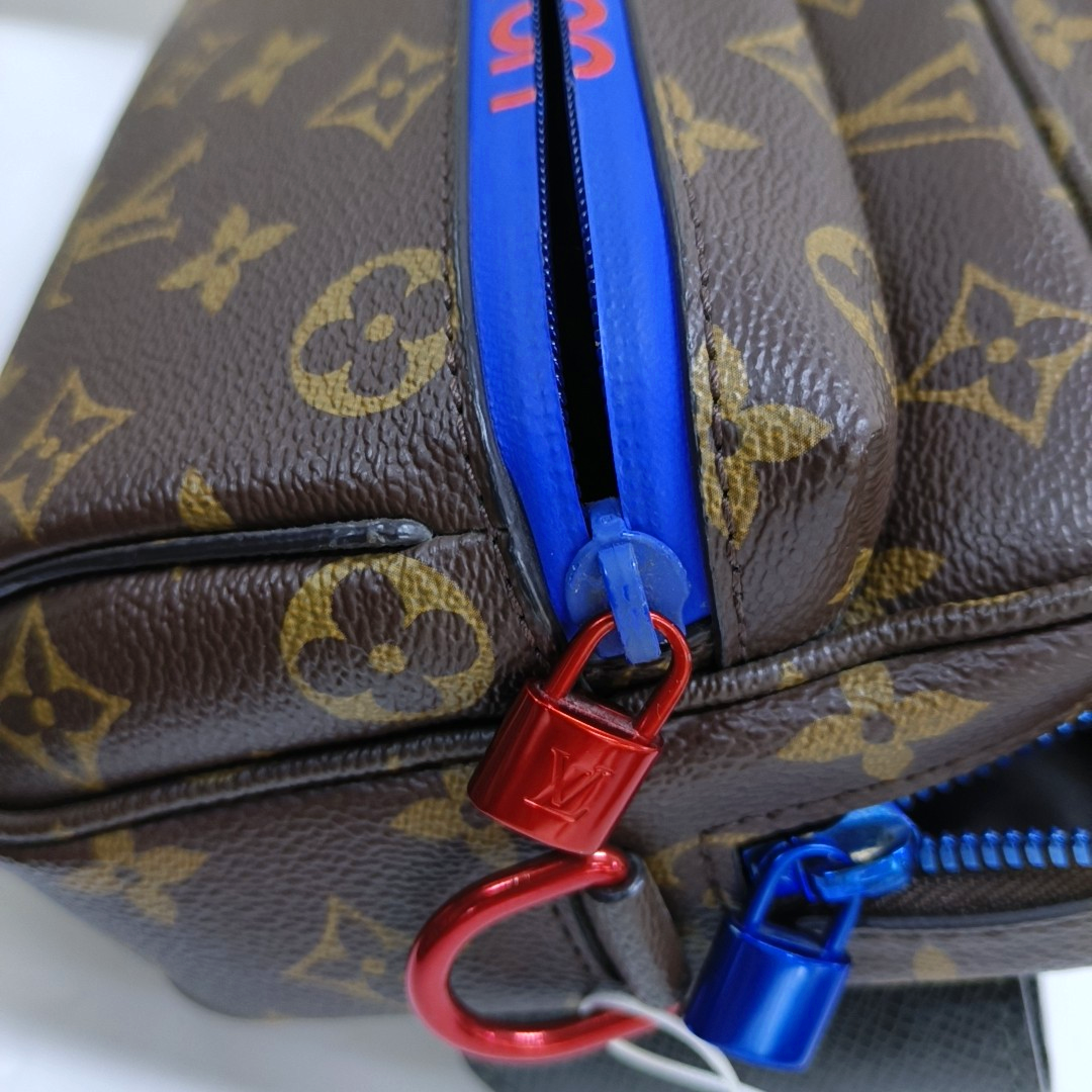LOUIS VUITTON OUTDOOR Brown Coated Canvas Monogram Fanny Pack Crossbody Shoulder Bag with Red Hardware-(SKU)-958770718