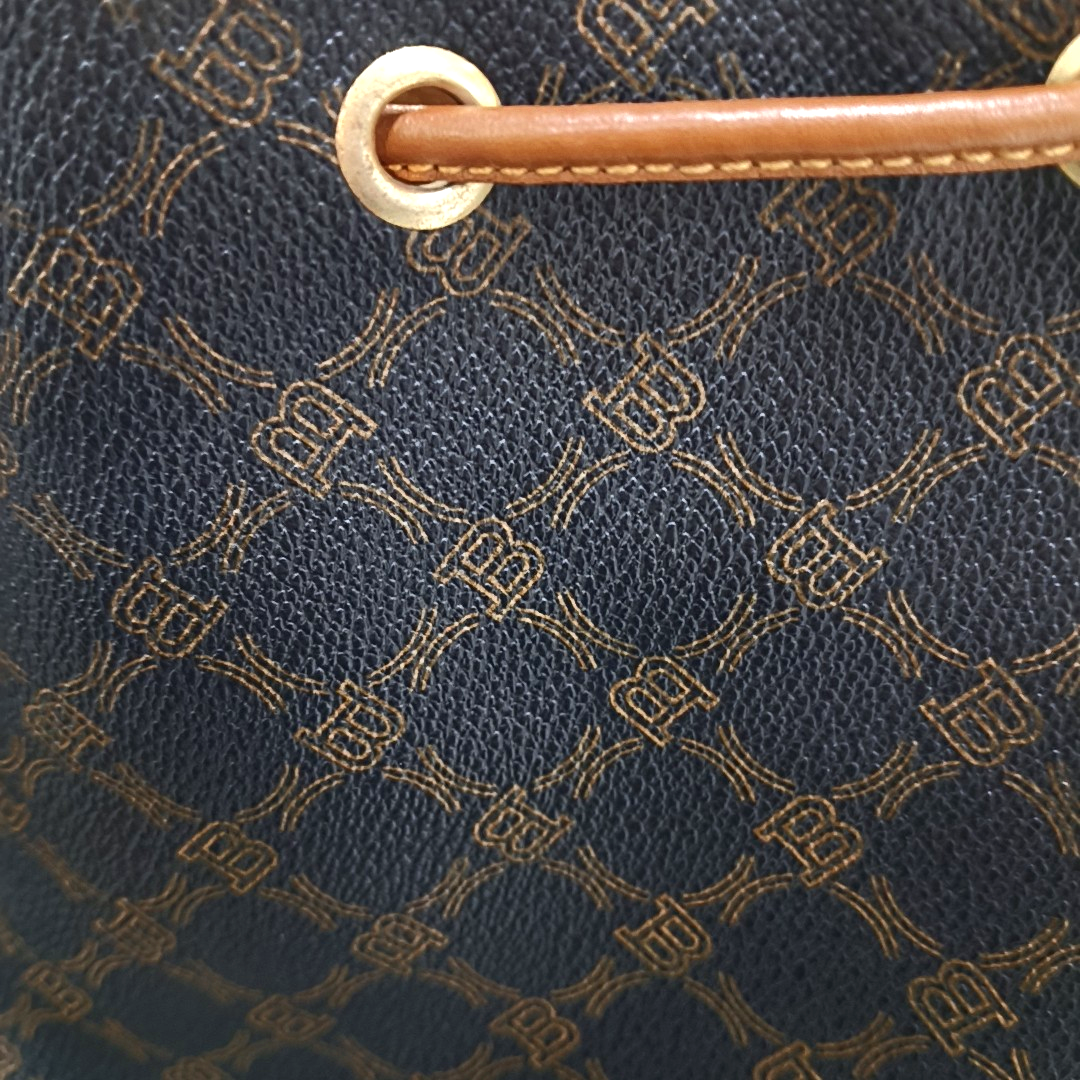 BALLY Bucket bag Black Coated Canvas Tote Bag Golden hardware-(SKU)-943650980