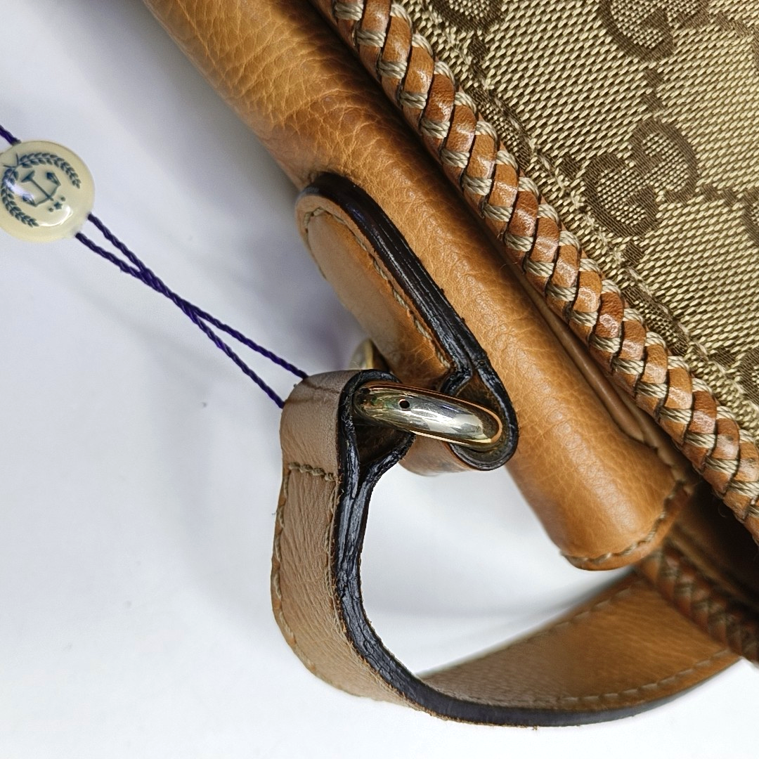 GUCCI Trunk Brown Canvas Monogrammed Crossbody Shoulder Bag Golden hardware-(SKU)-951960064
