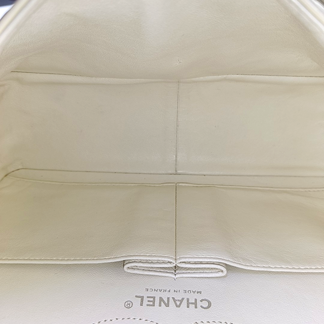 CHANEL 2.55 Large White Calfskin Quilted Single Shoulder Bag Crossbody with Palladium Hardware, 16 Clasp-(SKU)-964099776