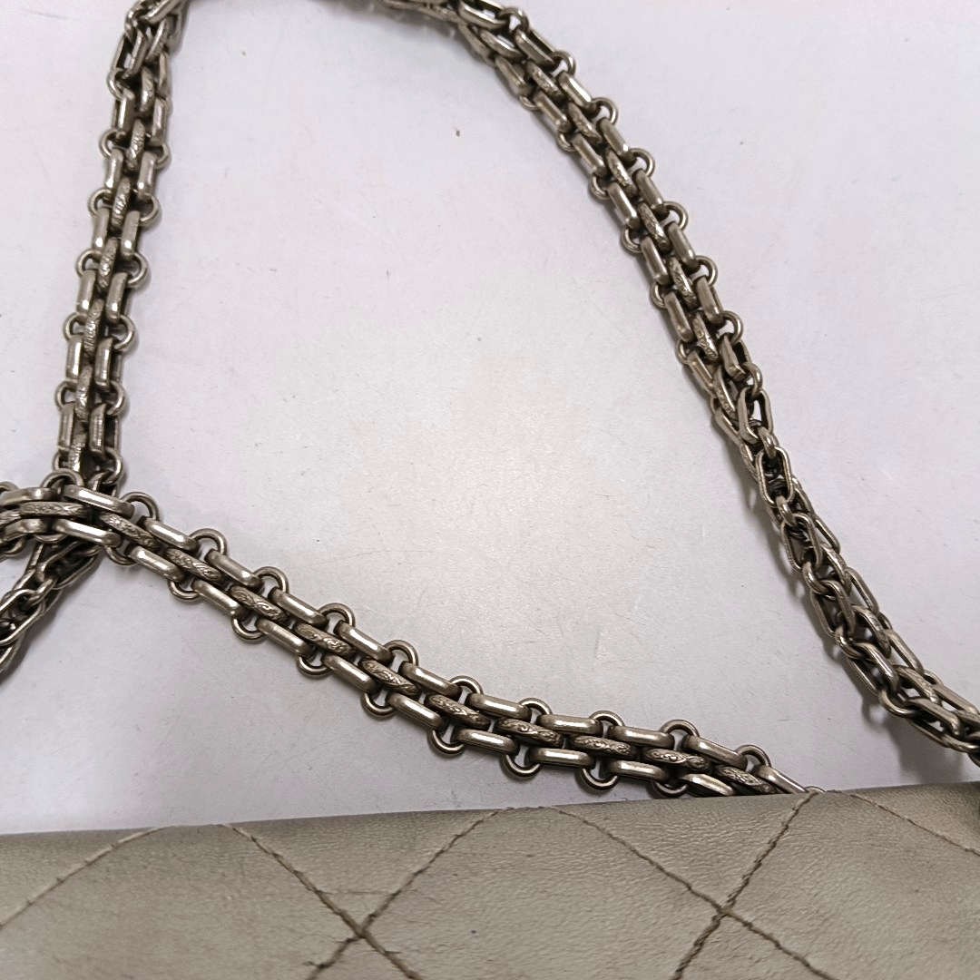 CHANEL 2.55 Silver Sheepskin Quilted Crossbody Shoulder Bag Silver Hardware 12 Flap-(SKU)-941216566